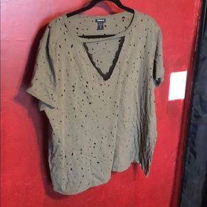 Torrid army green holey T